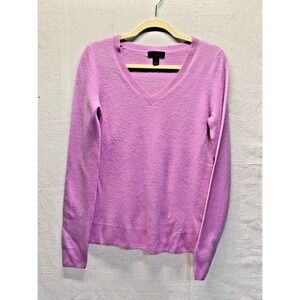 Saks Fifth Ave 100%‎ Cashmere V-Neck Long Sleeve Lilac Purple Sweater Small
